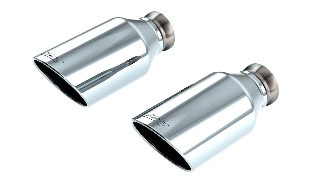 60754 – BORLA Exhaust Tail Pipe Tip, 3 Inch Diameter Stainless Steel Round Angled Cut Straight Edge 5 Inch With Borla...